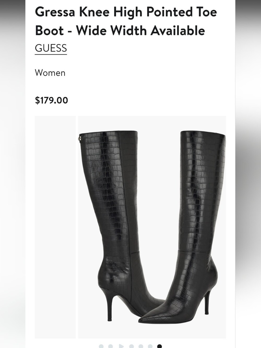 GUESS Black Croc-Embossed Knee-High Stiletto Boots